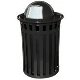 WITT Oakley Collection Outdoor Waste Receptacle with Dome Top - 50 Gallon, Black